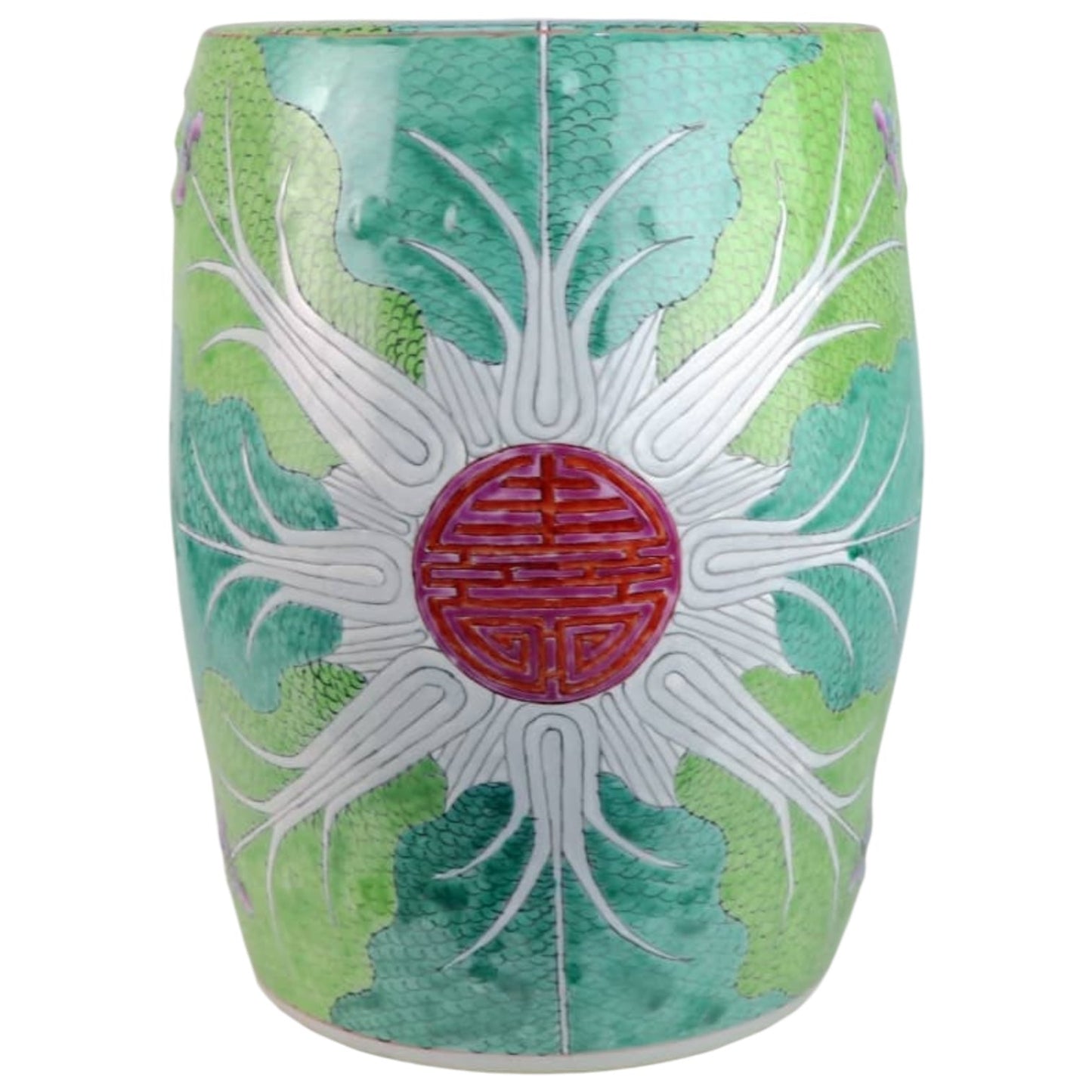 Green Hand-Painted Bok Choy Porcelain Garden Stools