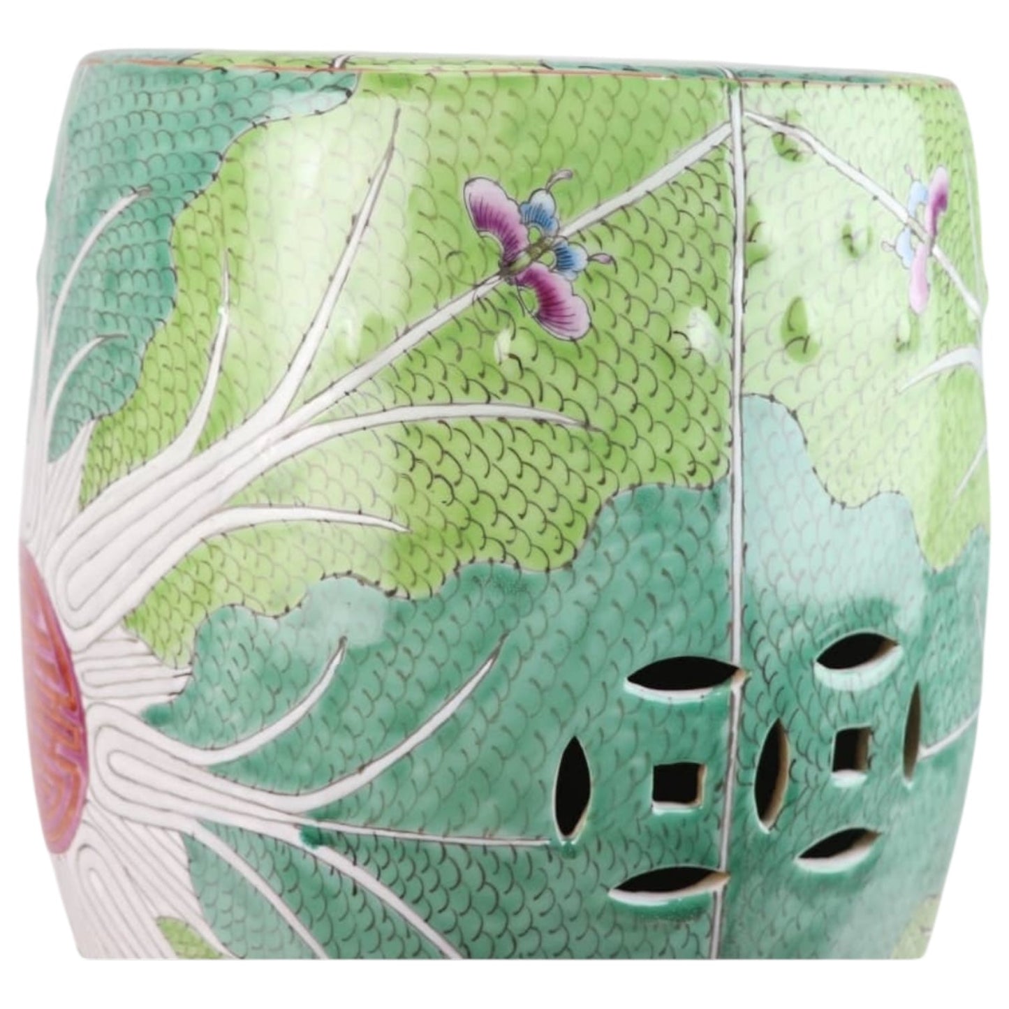Green Hand-Painted Bok Choy Porcelain Garden Stools
