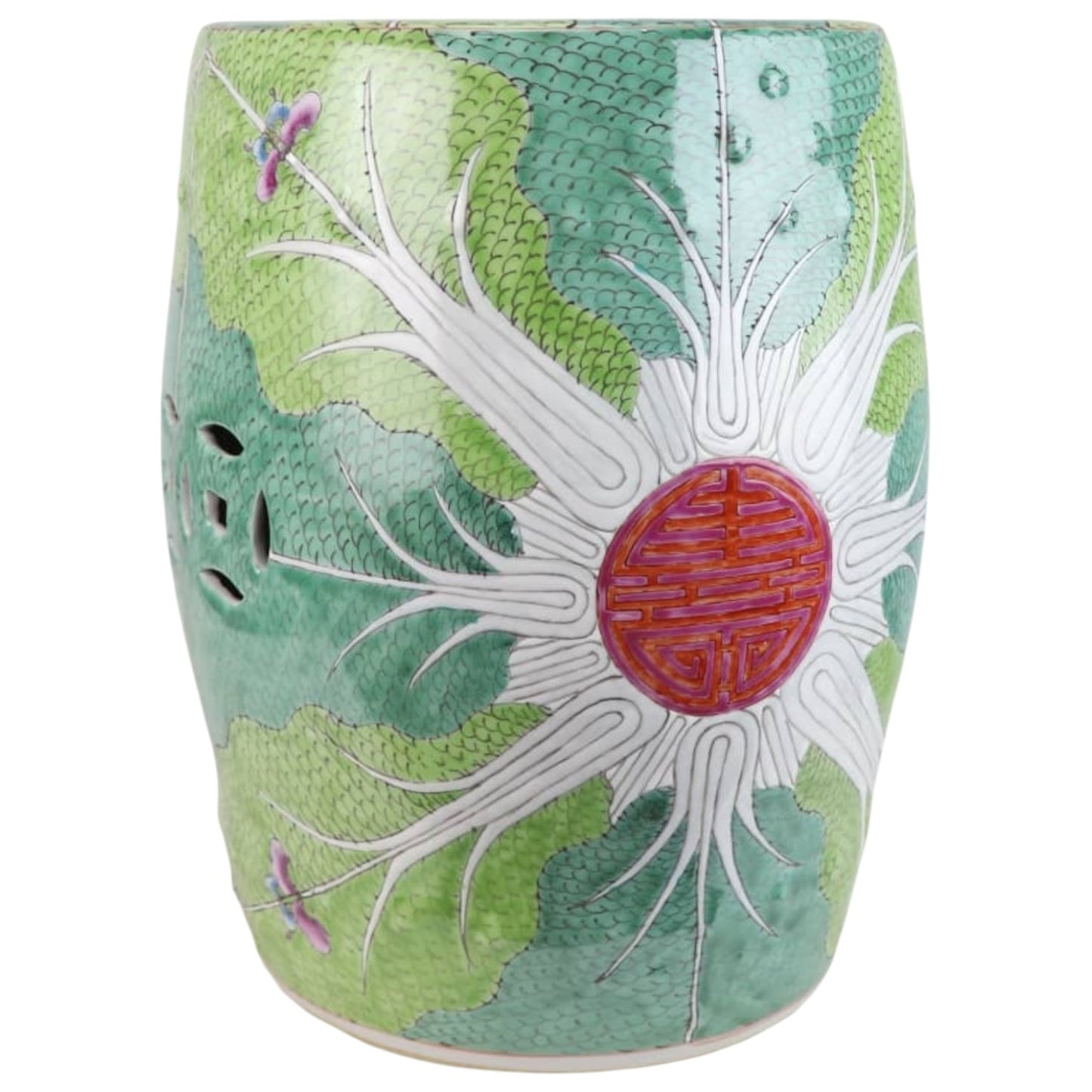 Green Hand-Painted Bok Choy Porcelain Garden Stools
