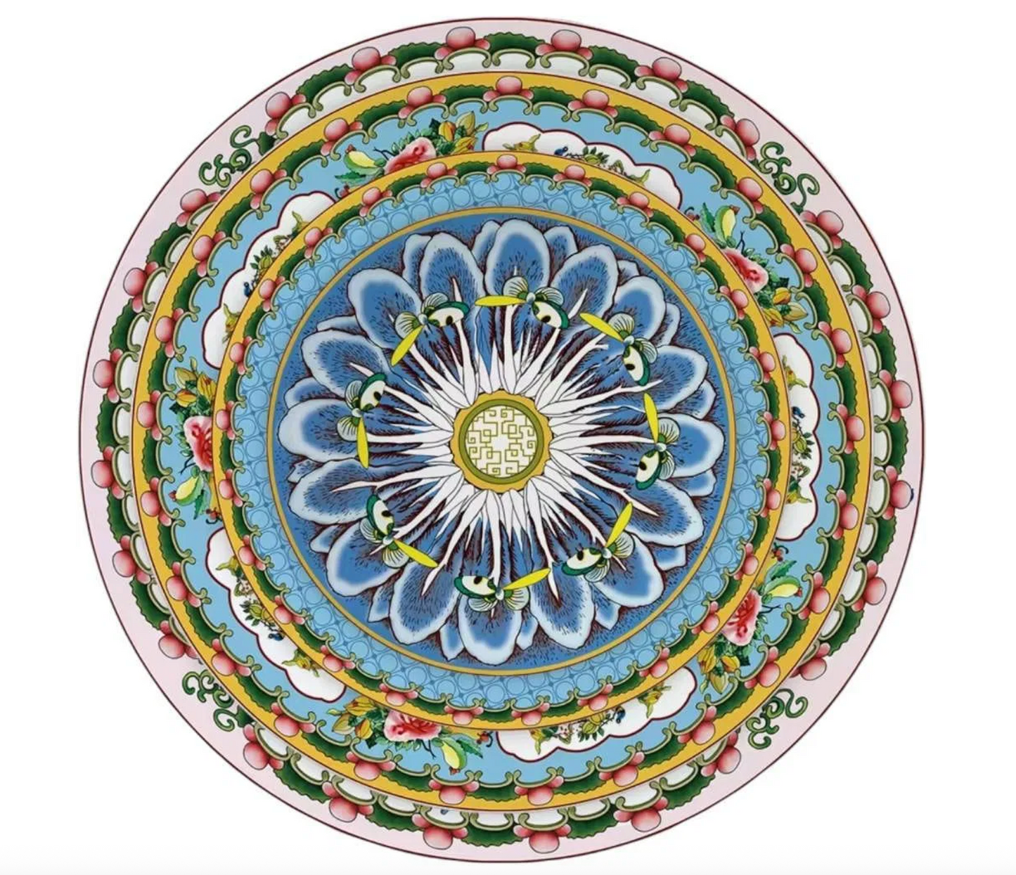 Modern Famille Rose Bone China Dinnerware Set