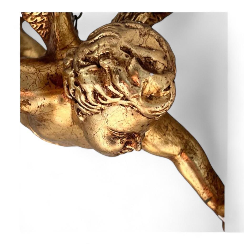 Charming French Antique Gilt And Crystal Cherub Wall Sconce