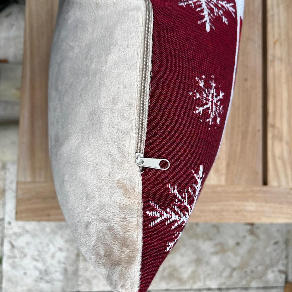 Luxury Tapestry Lumbar Pillow by Rolande Du Dreuilh French Designer - Red Reindeer Motif, Christmas Decorative Pillow