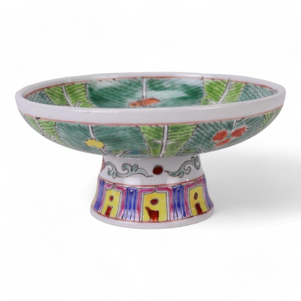Custom Hand-Painted Bok Choy Cabbage Pattern Pedestal Trinket Holder, Small Display Stand by Trunky Fresh