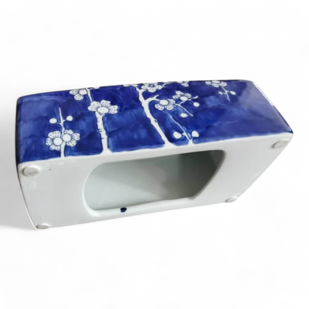 Chinese Hand-Painted Porcelain Ceramic Tissue Box Cover - Blue and White Cherry Blossom Chinoiserie by Trunky Fresh