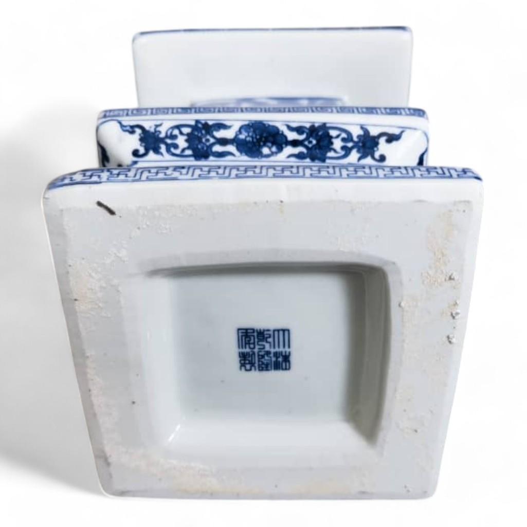 Pair of Chinese Blue and White Floral Chinoiserie Style Pagoda Porcelain Decorative Statue