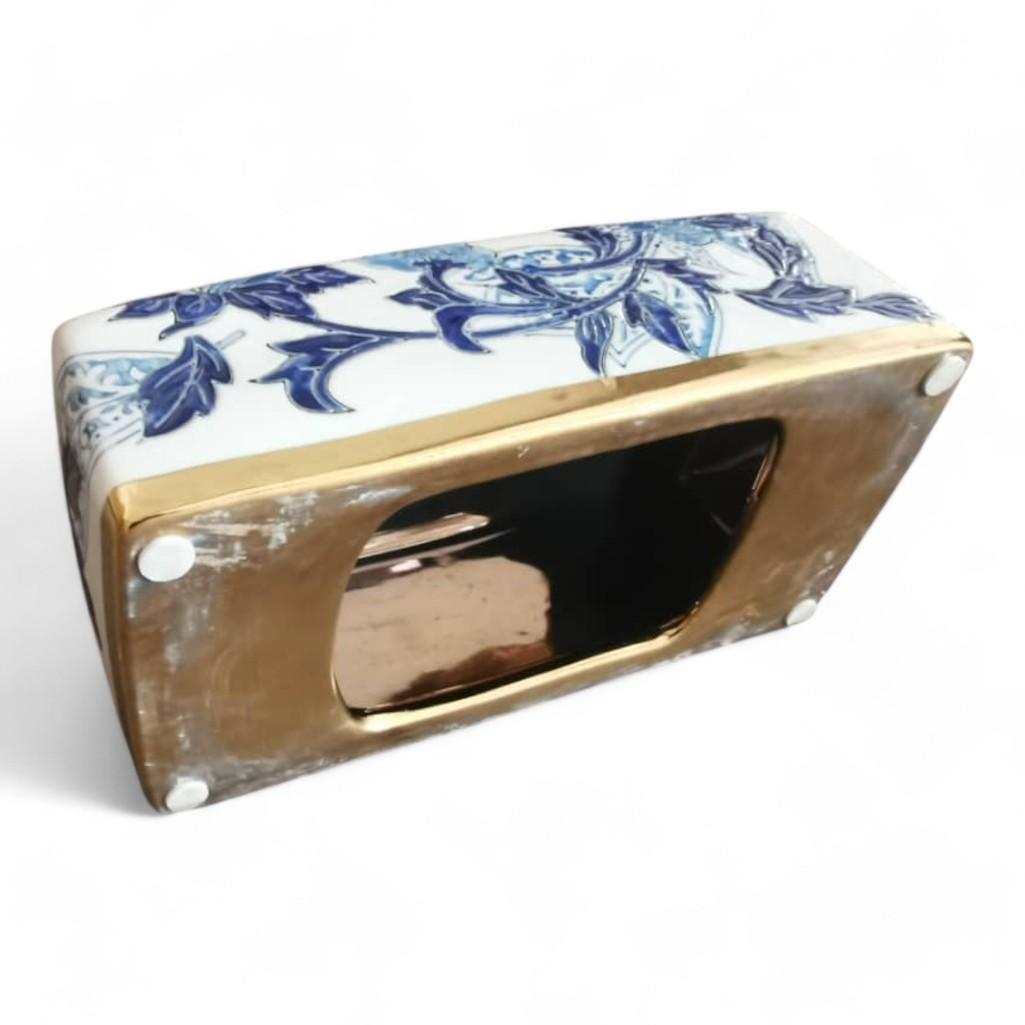Chinese Hand-Painted Porcelain Ceramic Tissue Box - White and Blue by Trunky Fresh