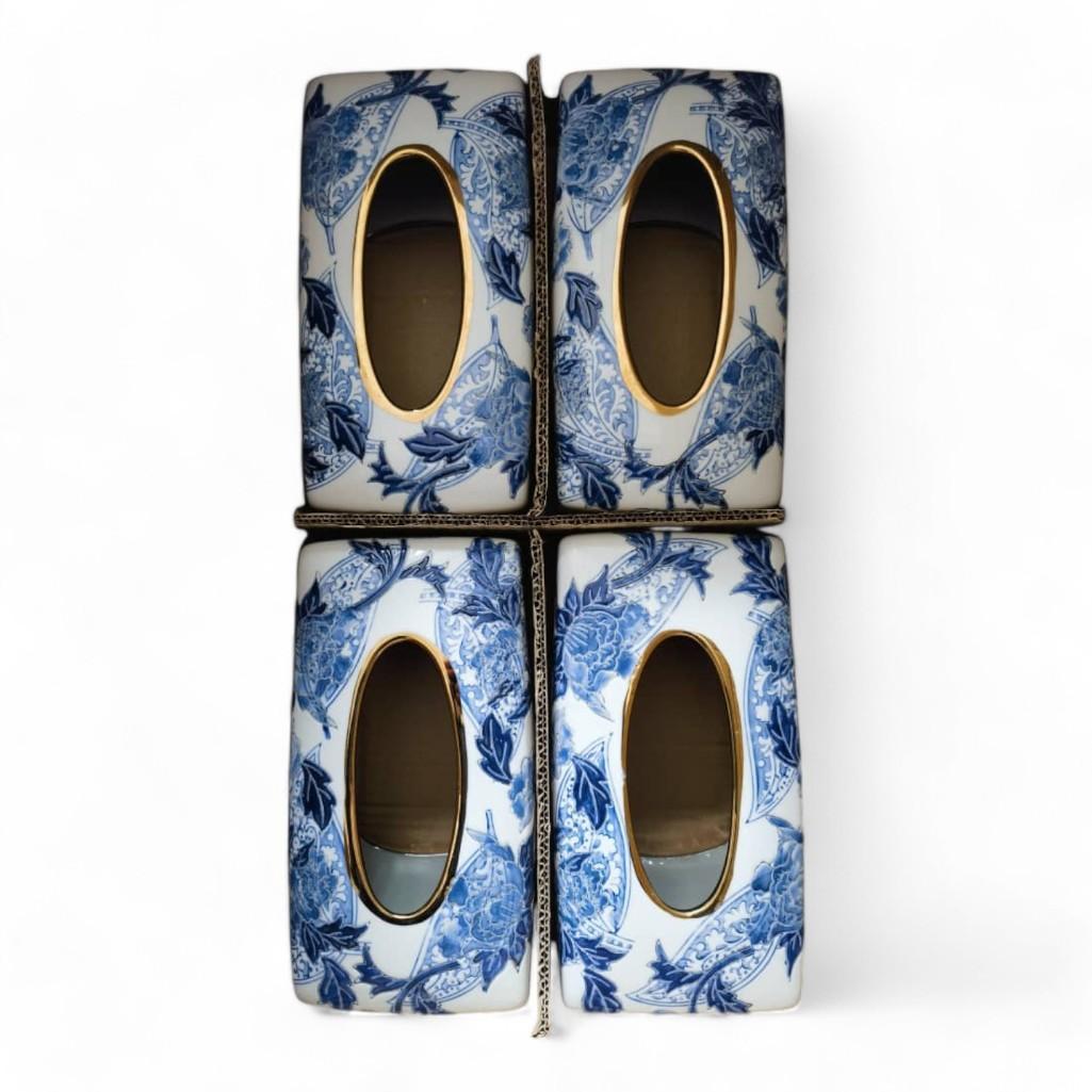 Chinese Hand-Painted Porcelain Ceramic Tissue Box - White and Blue by Trunky Fresh