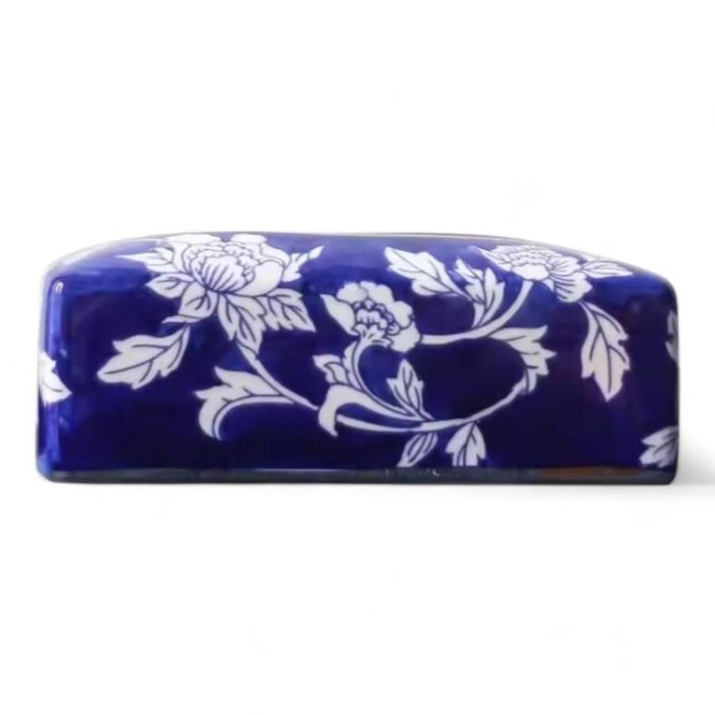 Chinese Hand-Painted Porcelain Ceramic Tissue Box - Floral Blue and White by Trunky Fresh