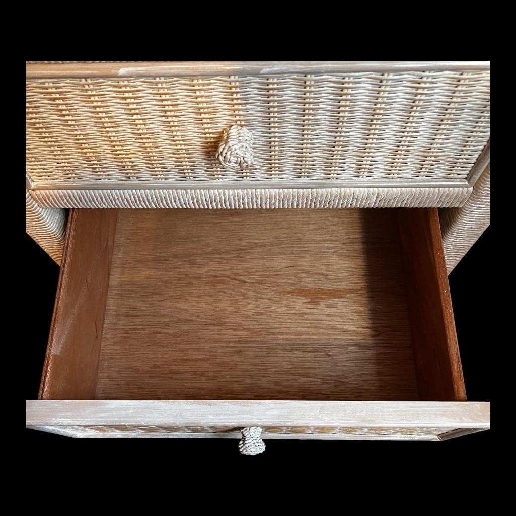 Vintage Henry Link White Wicker Dresser 6 Layer Chest