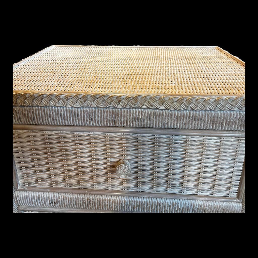 Vintage Henry Link White Wicker Dresser 6 Layer Chest