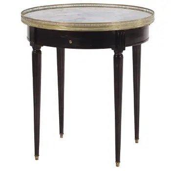 French Bouillotte Table with Marble Top and Bronze Gallery - Circa 1940