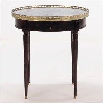 French Bouillotte Table with Marble Top and Bronze Gallery - Circa 1940