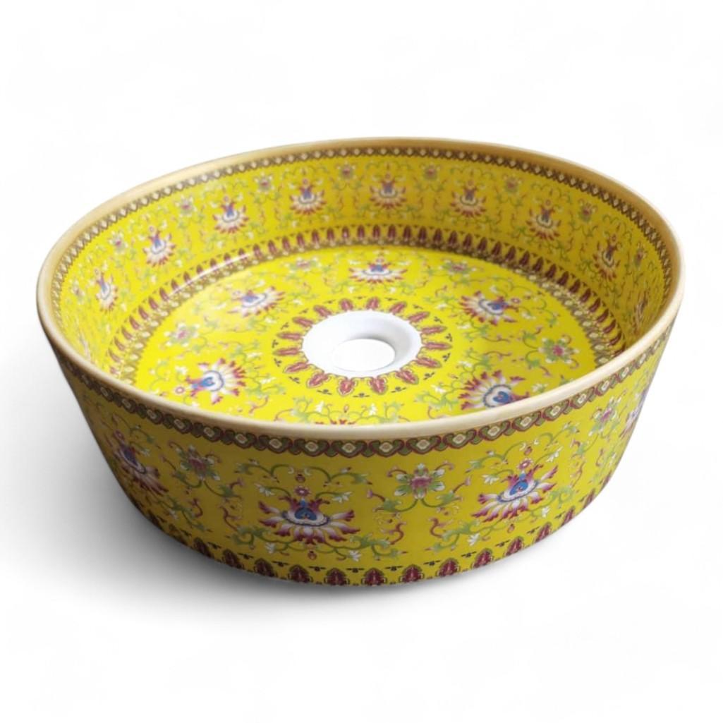 Yellow Enamel Wash Basin - Handcrafted in Jingdezhen