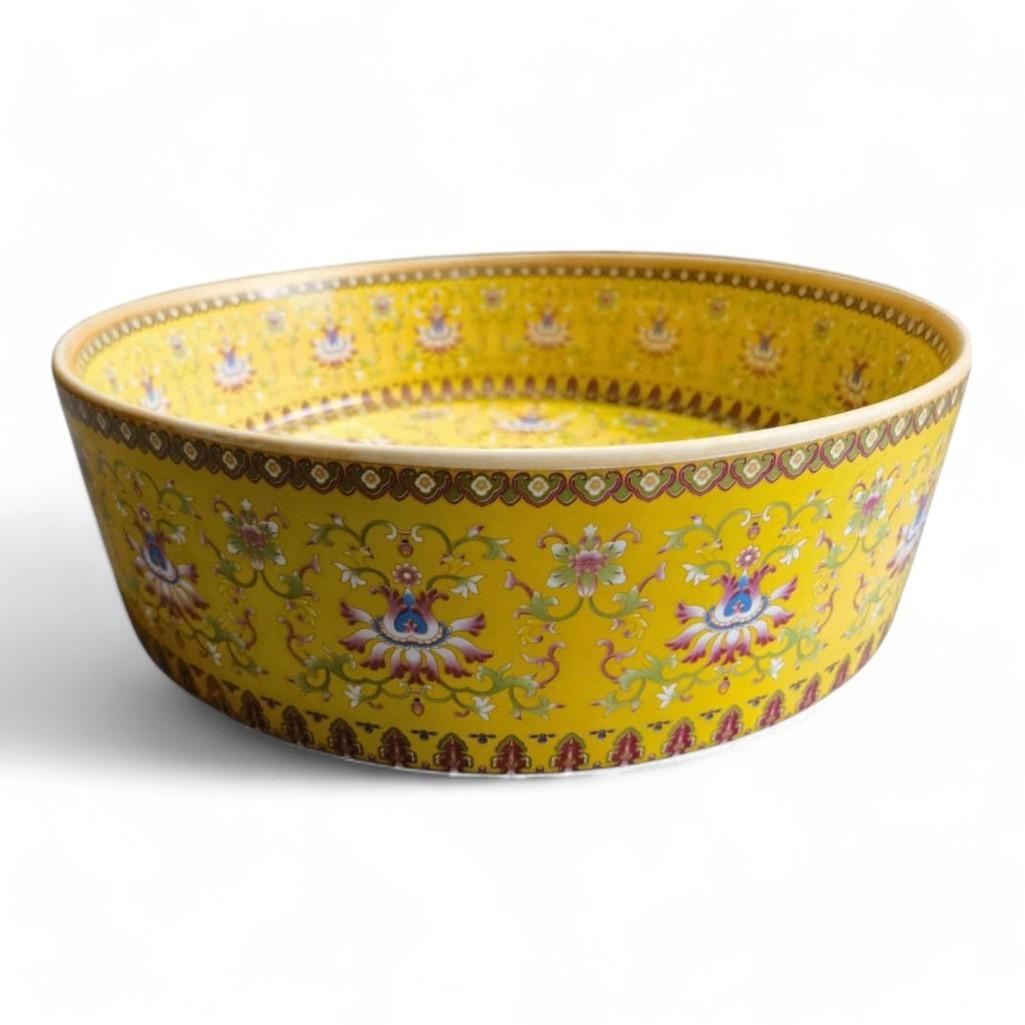 Yellow Enamel Wash Basin - Handcrafted in Jingdezhen