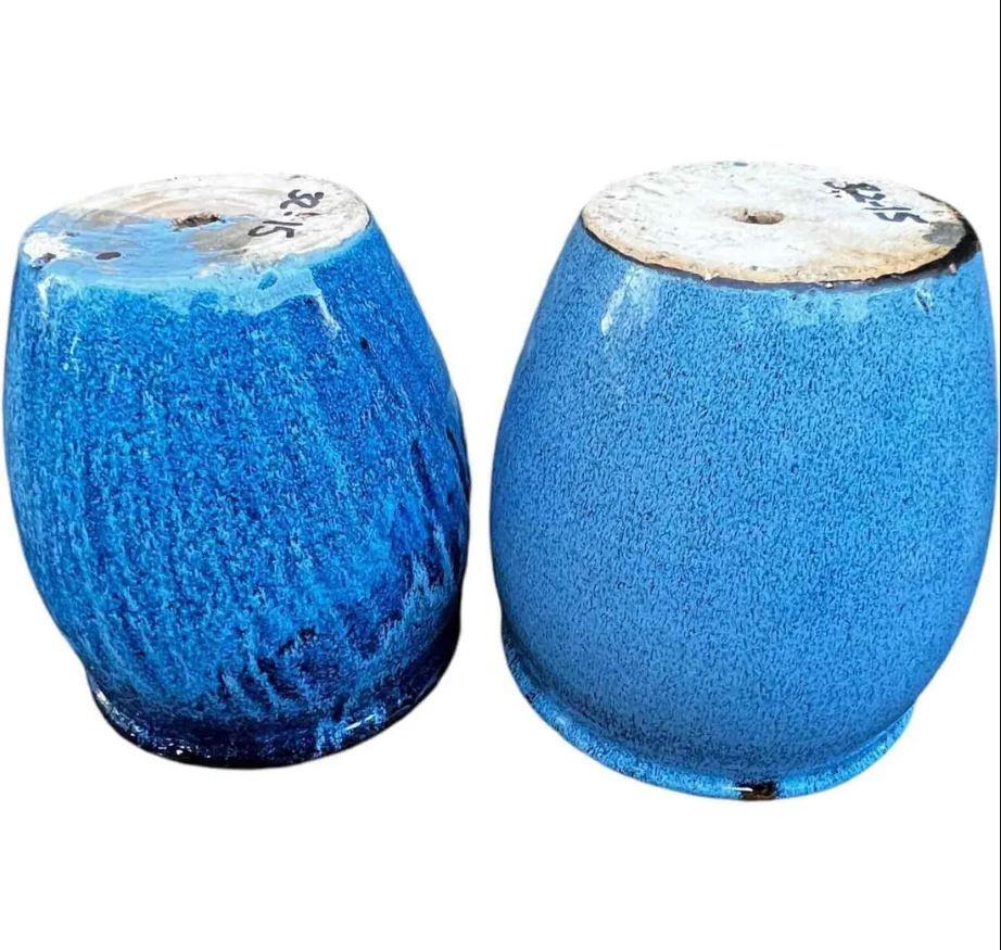 Pair of Glazed Blue Planters