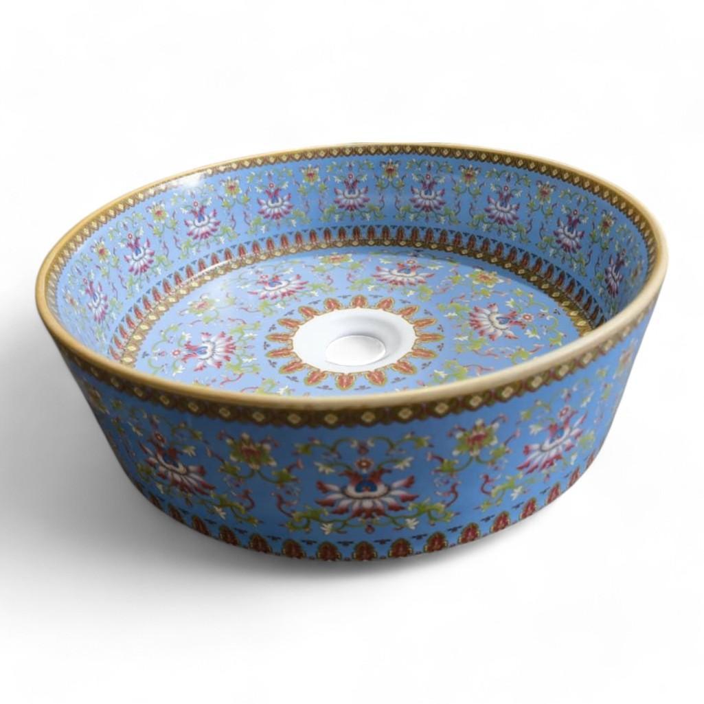 Blue Enamel Wash Basin - Handcrafted in Jingdezhen