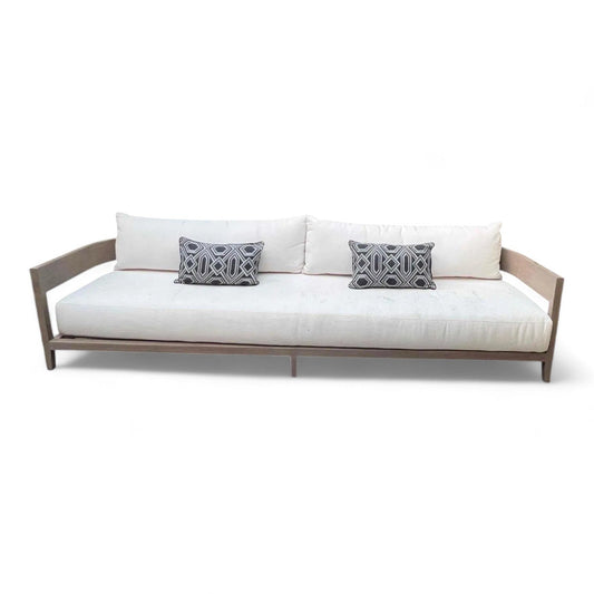 Outdoor Weathered Teak Sofa with Cushions, 108" Balmain - Brand New