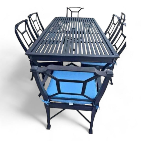 Outdoor Aluminum Dining Table and 6 Chairs Set, Antibes Collection