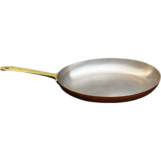 Vintage Copper Oval Pan with Brass Handle