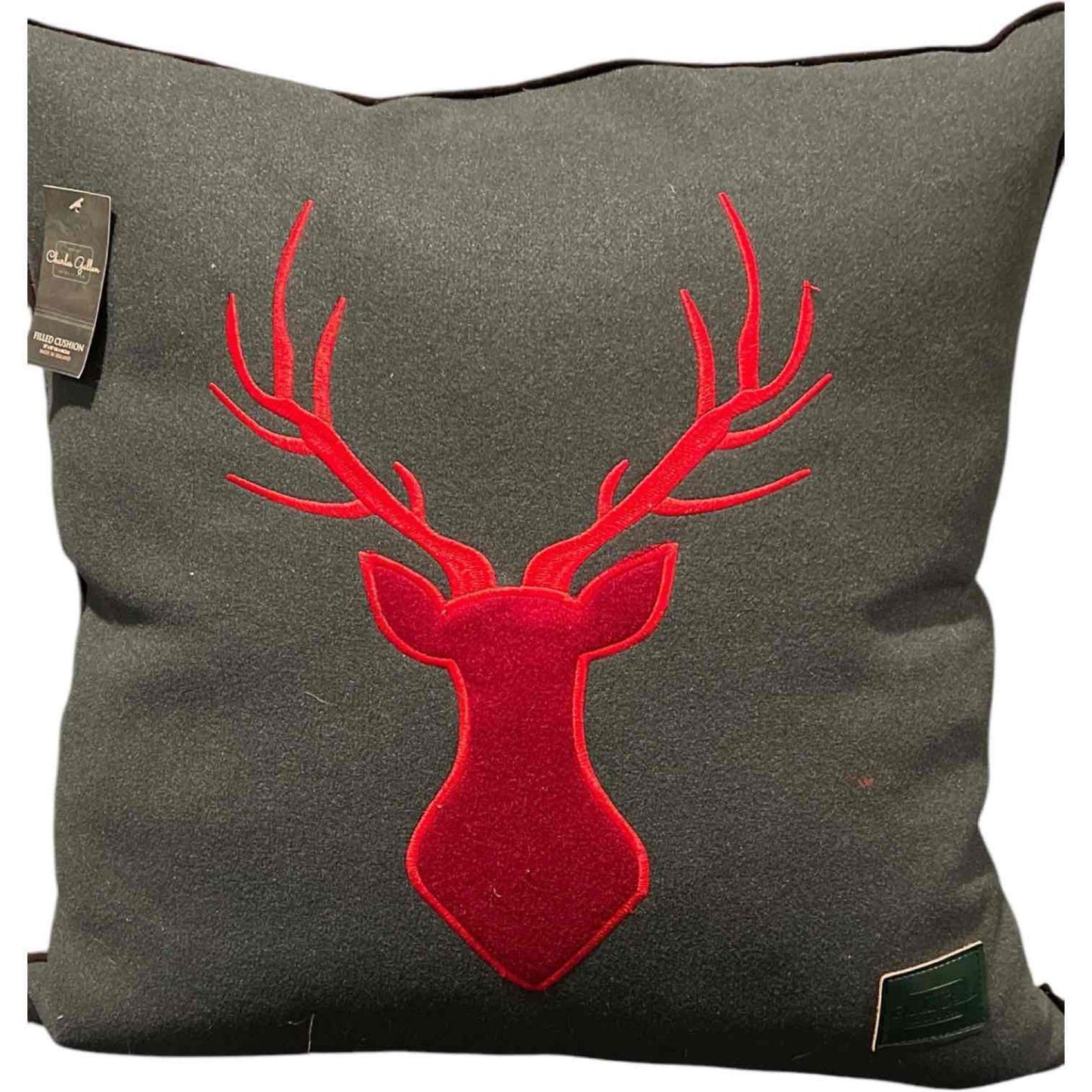 Charles Gellen Luxury Irish Wool Decorative Accent Pillow, Red, Green Plaid, Christmas Decorative Pillow