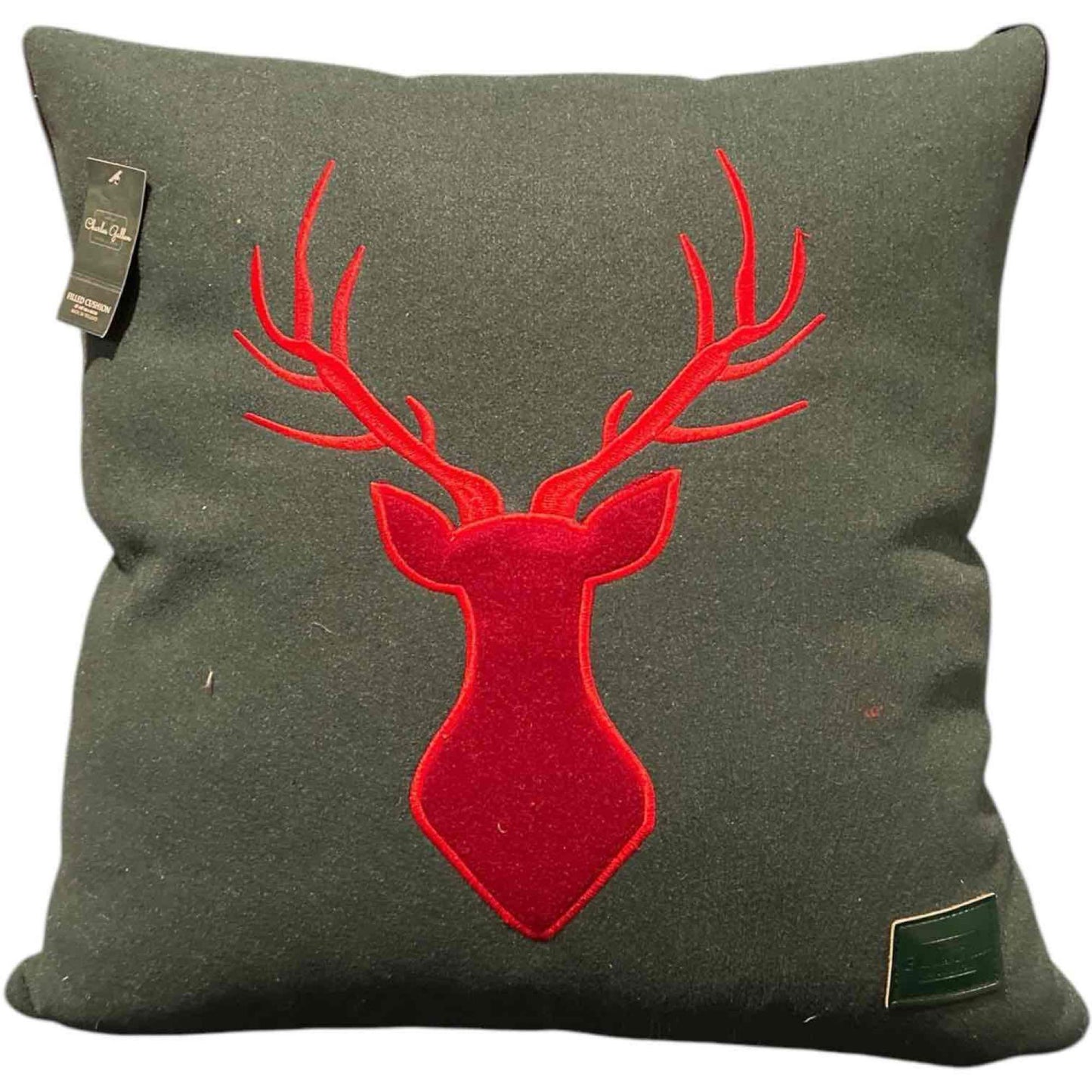 Charles Gellen Luxury Irish Wool Decorative Accent Pillow, Red, Green Plaid, Christmas Decorative Pillow