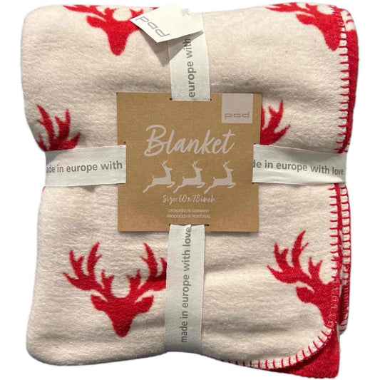 Throw Blanket Reindeer design by PAD, Christmas Decorative Blanket