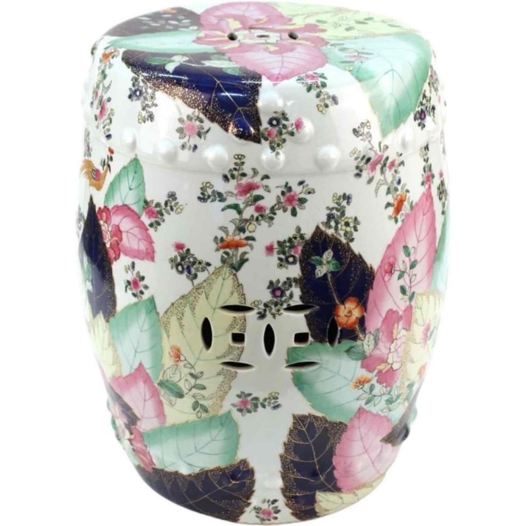 Chinese Hand-Painted Tobacco Leaf Ceramic Garden Stool by Trunky Fresh