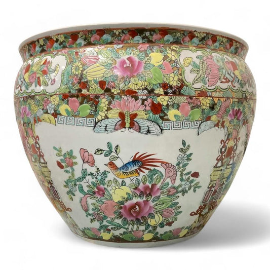 Large Famille Rose Style Porcelain Fish Bowl Planter