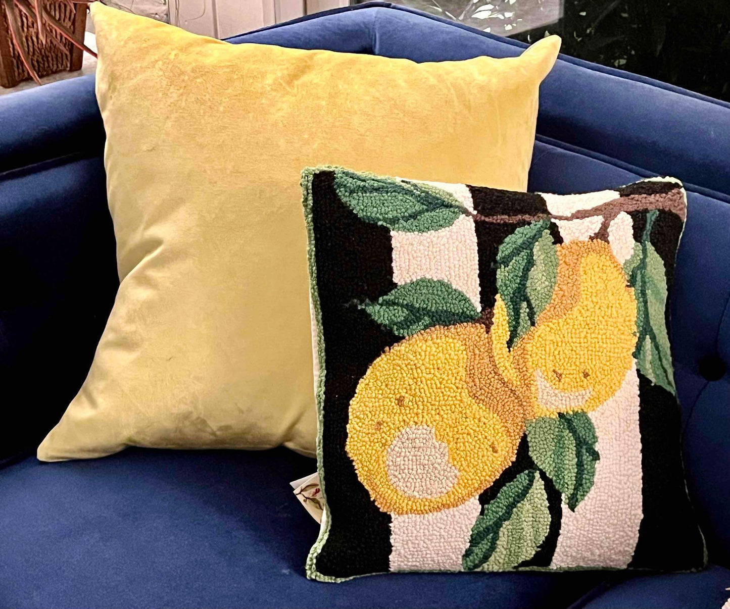 Pair of Lemon Wool Hook Cushion Pillows