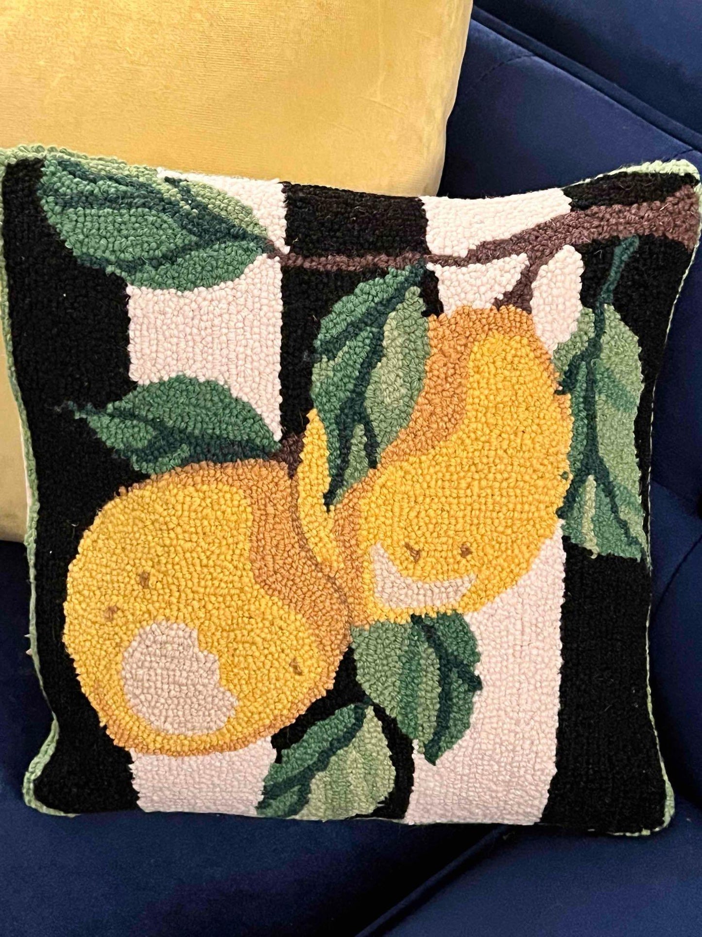 Pair of Lemon Wool Hook Cushion Pillows