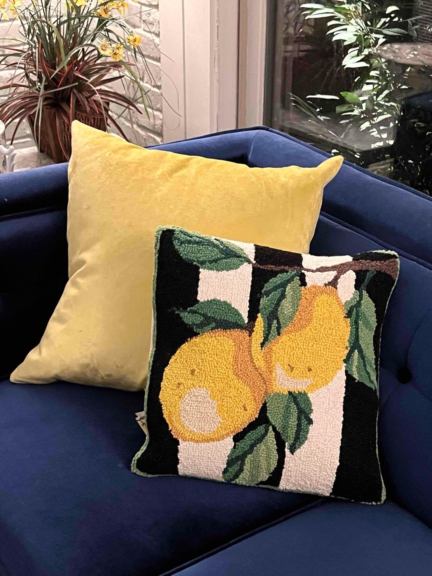 Pair of Lemon Wool Hook Cushion Pillows