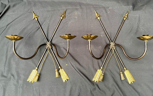 Pair of Bronze Arrows Sconce Wall Decor, Wall Candle Holder, Wall Lamps