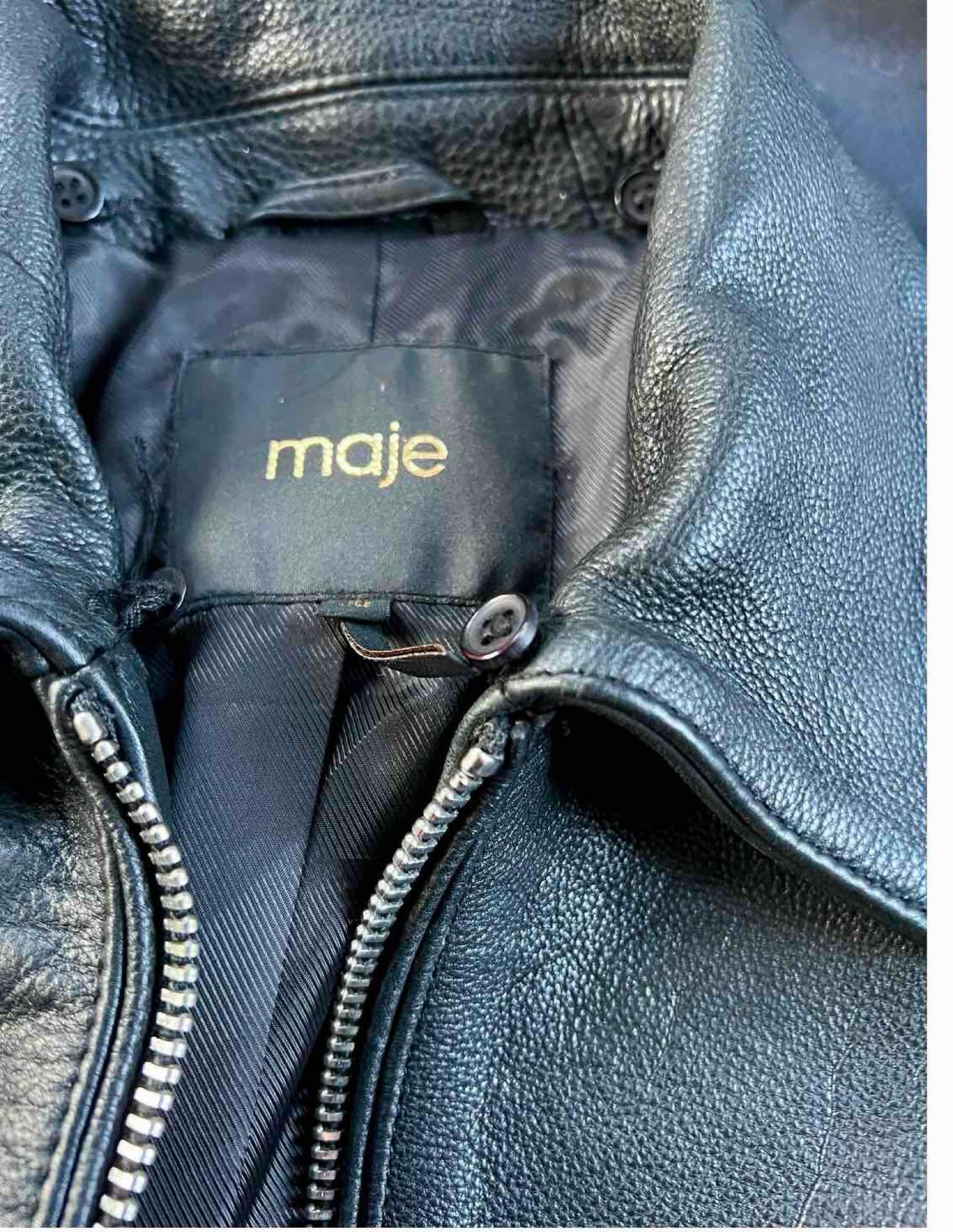 Designer Maje Leather Jacket, Biker Style