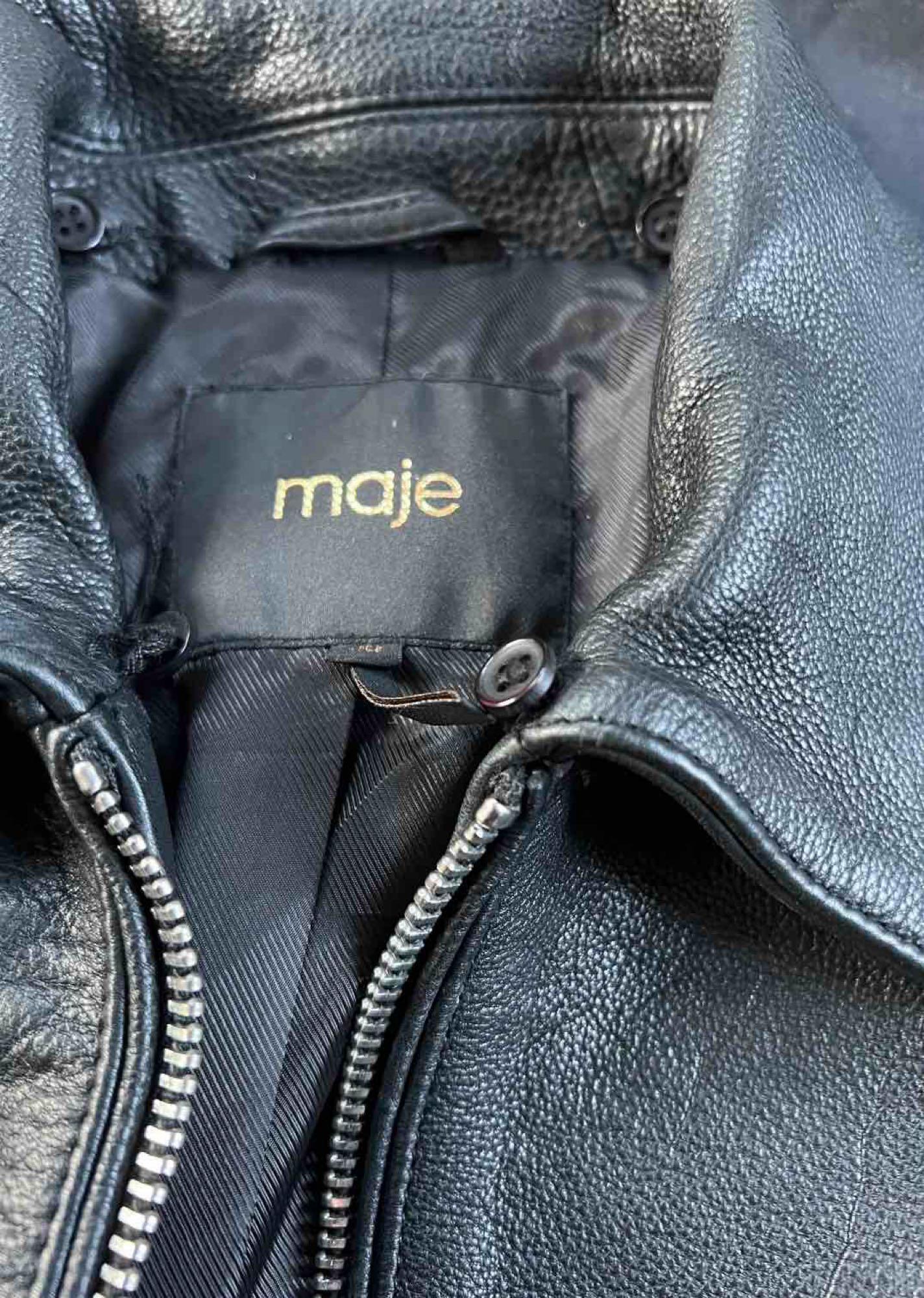 Designer Maje Leather Jacket, Biker Style