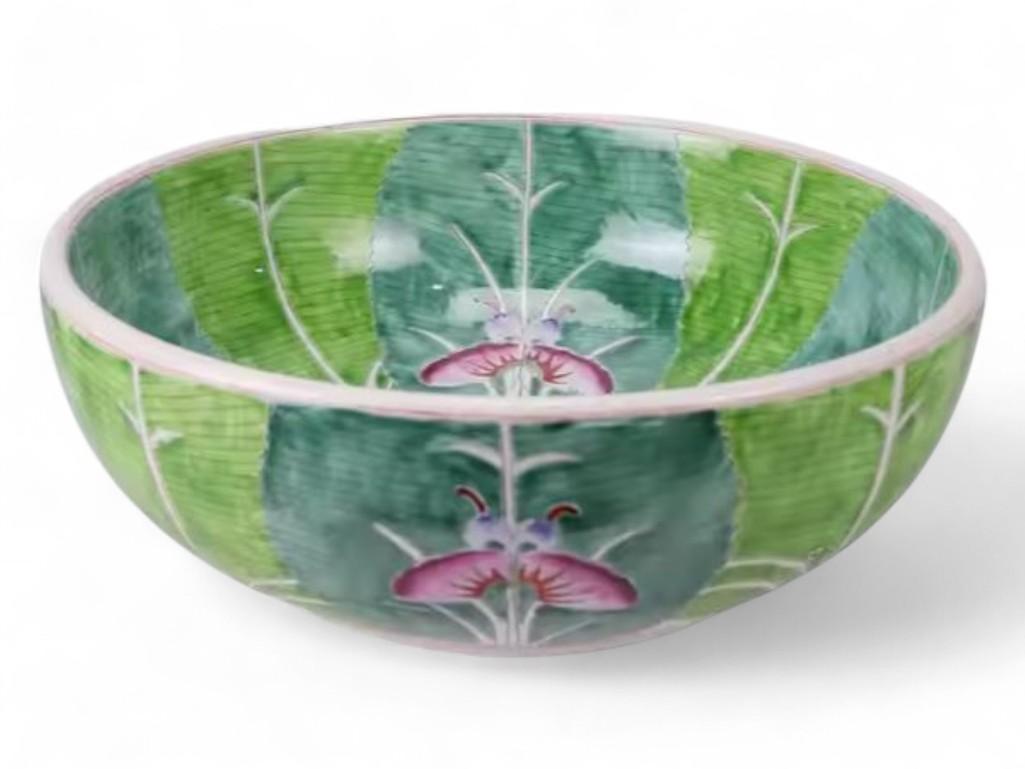 Custom Chinese Hand-Painted Chinese Bok Choy Cabbage Leaf Ceramic Sink Bowl, Wash Basin by Trunky Fresh