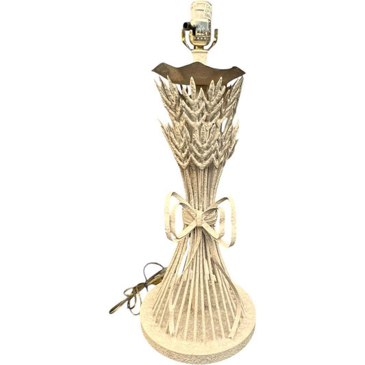 Elegant Off White Metal Wheat Sheaf Table Lamp