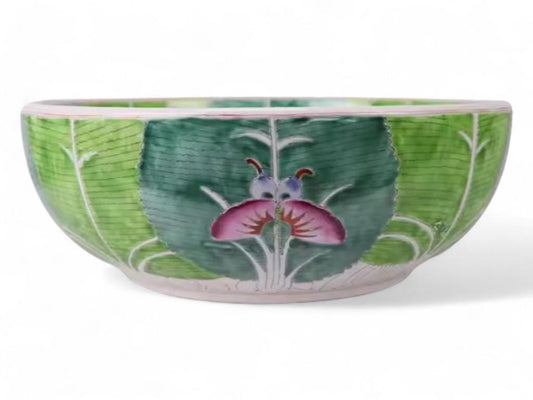 Custom Chinese Hand-Painted Chinese Bok Choy Cabbage Leaf Ceramic Sink Bowl, Wash Basin by Trunky Fresh