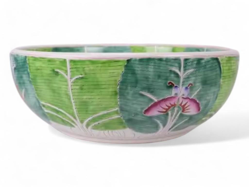 Custom Chinese Hand-Painted Chinese Bok Choy Cabbage Leaf Ceramic Sink Bowl, Wash Basin by Trunky Fresh