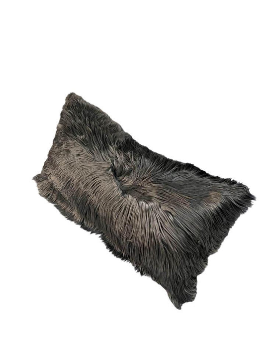 Luxurious Genuine Alpaca Gray Lumbar Accent Pillow