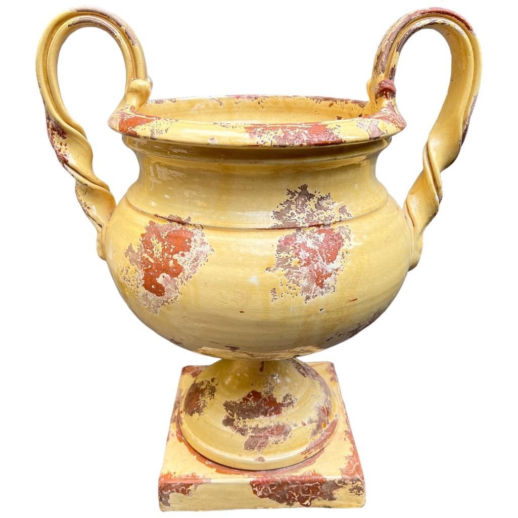 Italian Tuscan Yellow Terra Cotta Planter Urn