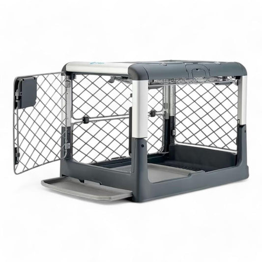 Diggs Revol Collapsible Dog Crate, Medium Size - Grey