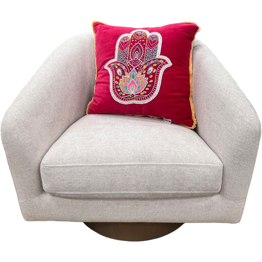 Radiant Retreat: Mandala Accent Pillow in Vivid Velvet Beaded Bohemian Colors