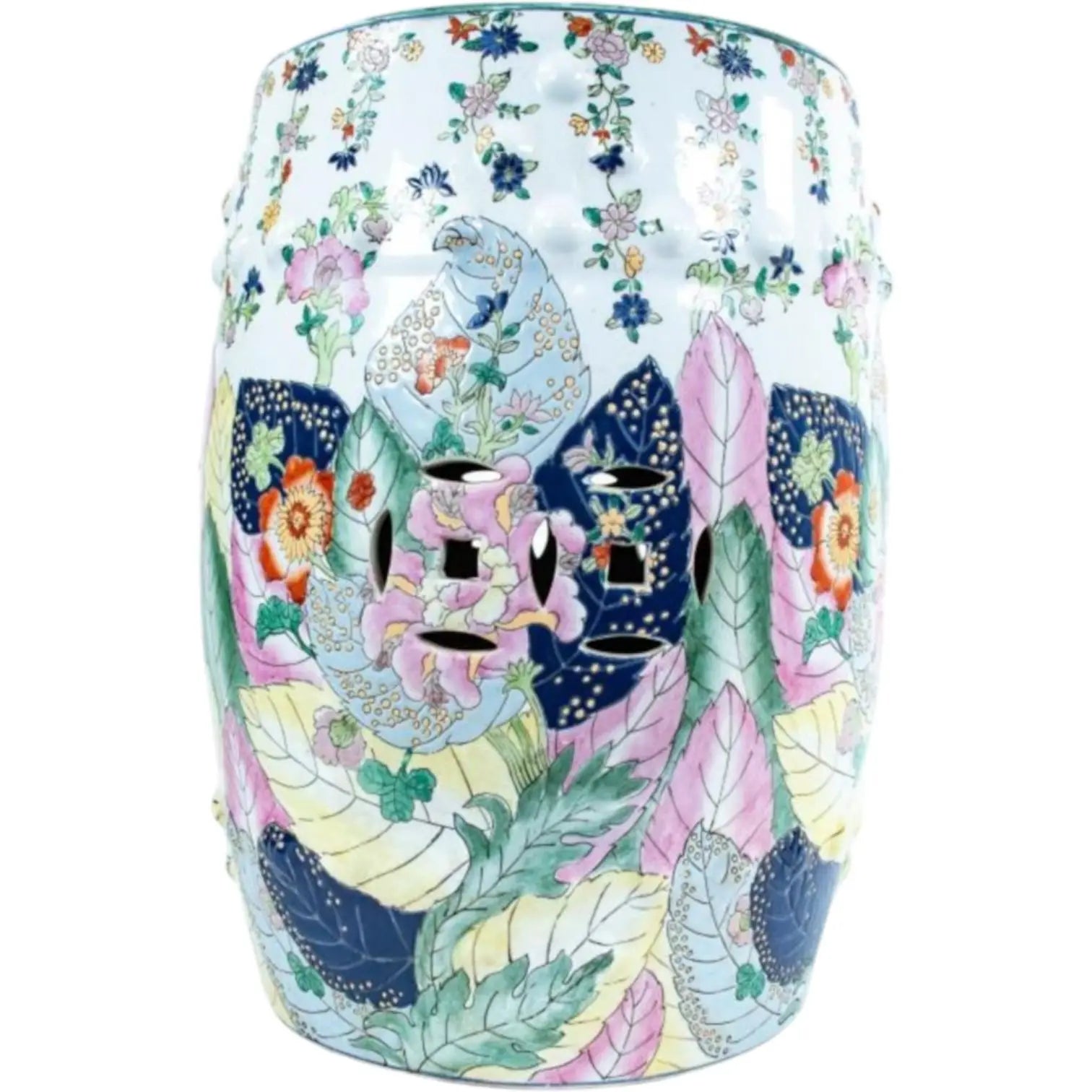Elegant European and American Style Hand-Painted Ceramic Wash Basin with Large Tobacco Leaf Design