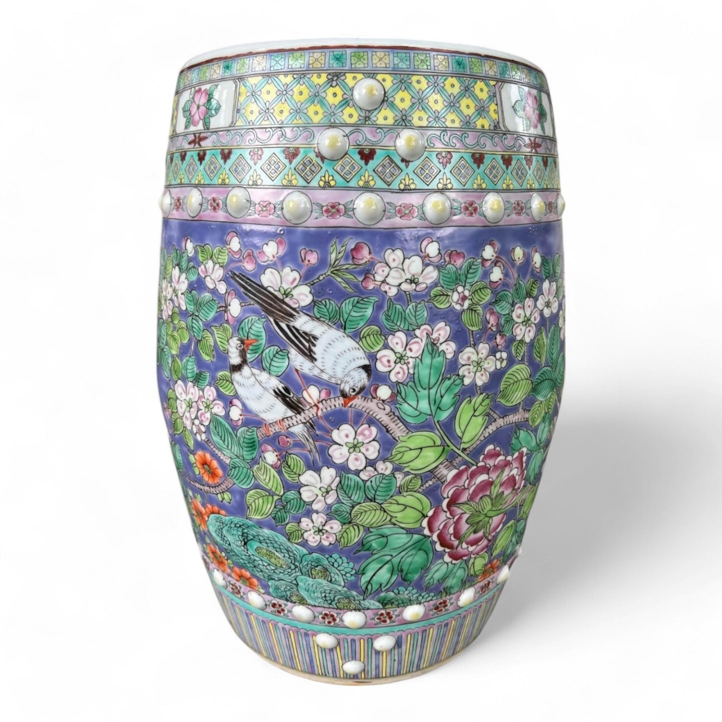 Chinese Hand-Painted Porcelain Bird Floral Peony Garden Stool by Trunky Fresh