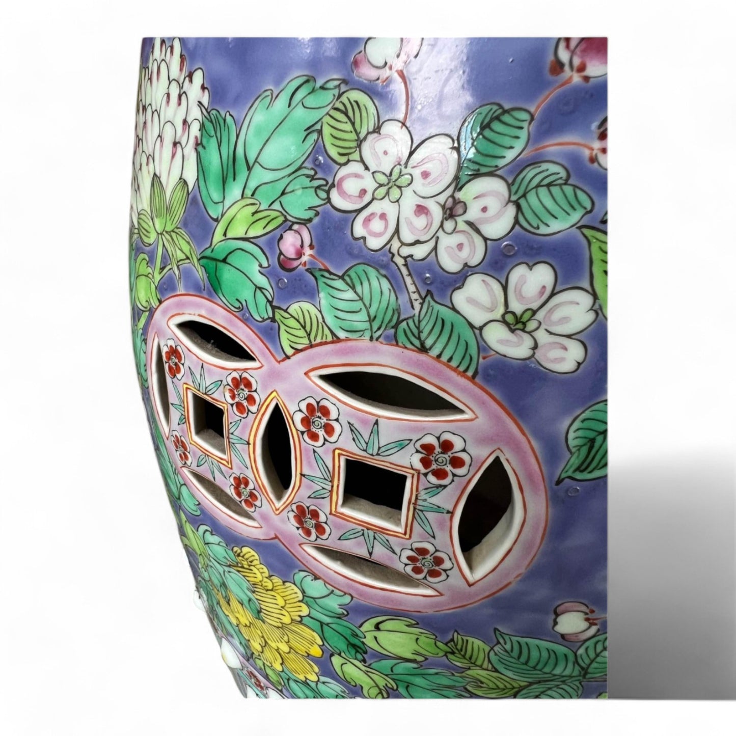 Chinese Hand-Painted Porcelain Bird Floral Peony Garden Stool by Trunky Fresh