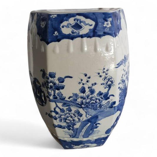 Chinese Hand-Painted Blue and White Flower Bird Garden Stool by Trunky Fresh