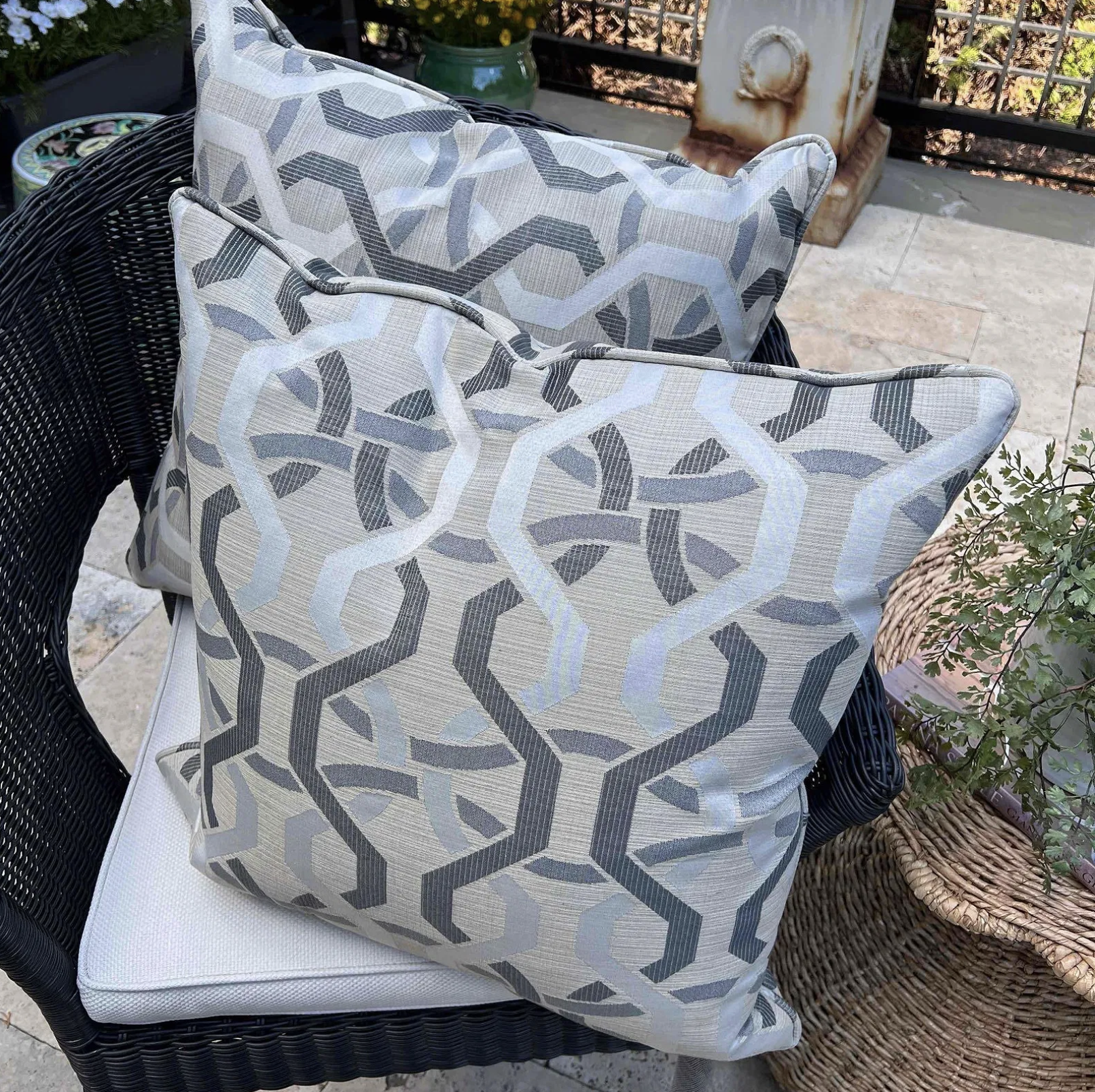 Pair of Custom Designer Pillows – Mitchell Gold Fabric