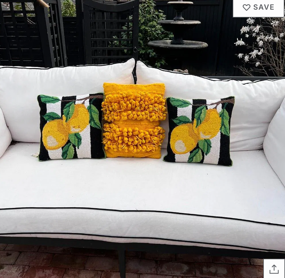 Set of 3 Yellow Accent Pillows – Lemon Hooked Wool and Pom Pom Styles