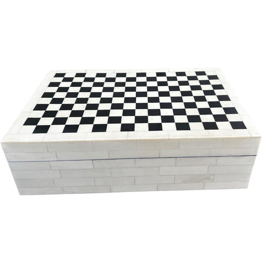 Black & White Checkered Design Polyresin Decorative