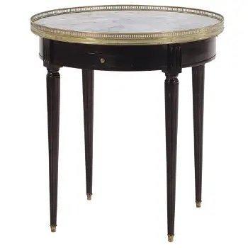 French Bouillotte Table with Marble Top and Bronze Gallery